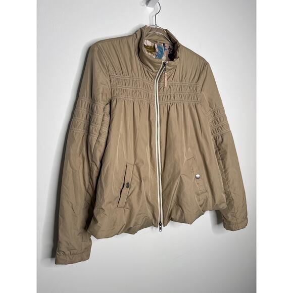 Free People Smocked Bomber Jacket with Floral Lining – Size Small - Picture 6 of 13